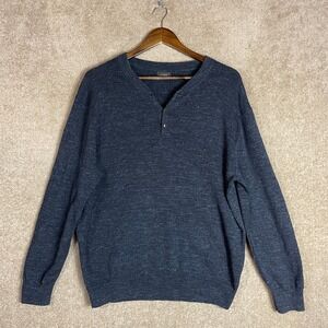 J. Crew Henley Sweater Mens Size Large L Navy Long Sleeve Pullover Rugged Cotton